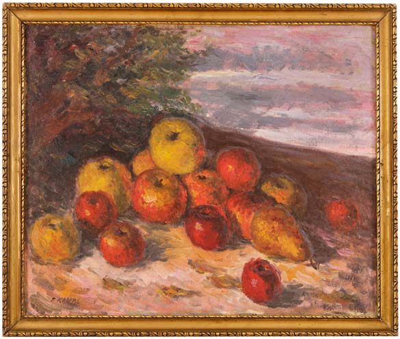 Zátiší s jablky a hruškou