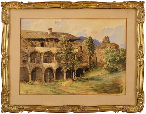 Krajina se zámkem a zříceninou