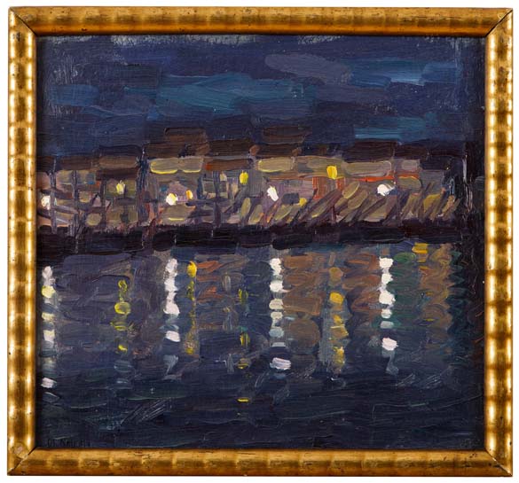 Sicilský přístav v noci