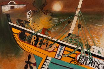 Rybářský člun na pobřeží