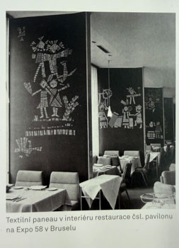 Návrh na textilní panneau restaurace čsl. pavilonu - Expo 58 - Brusel