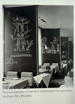 Návrh na textilní panneau restaurace čsl. pavilonu - Expo 58 - Brusel